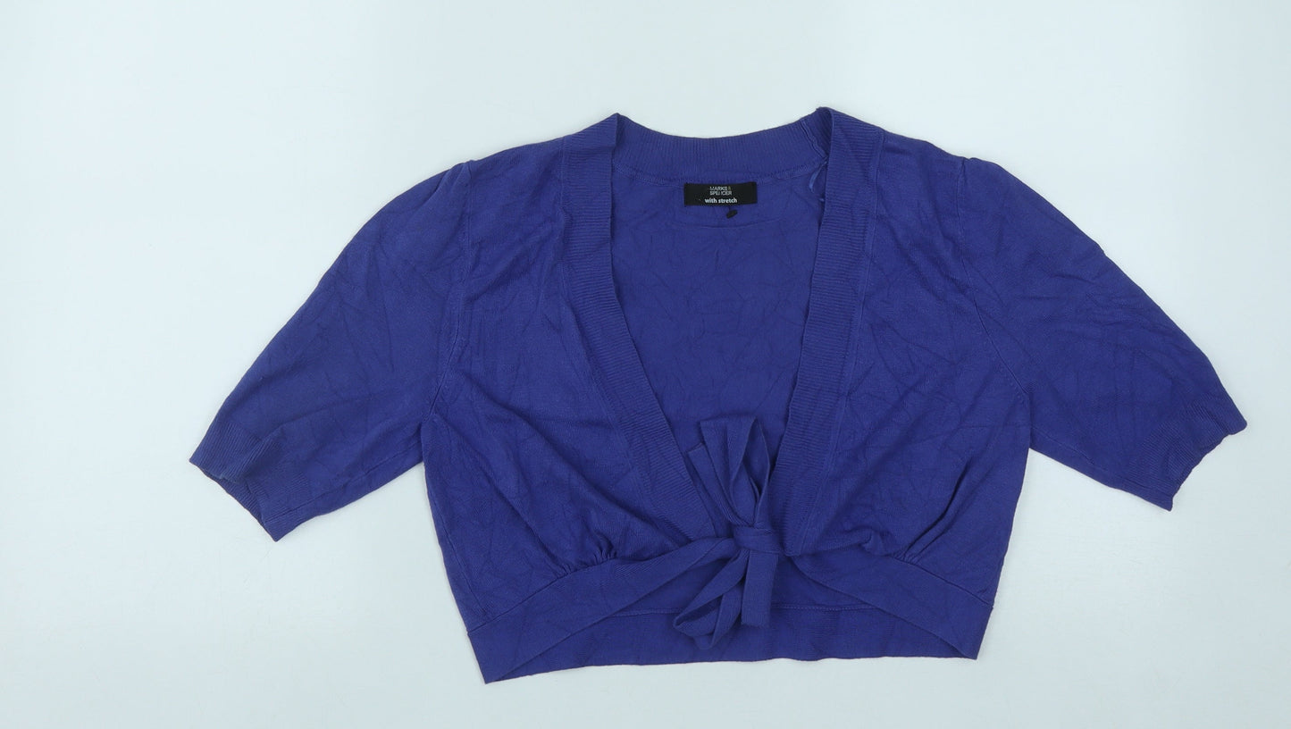 Marks and Spencer Womens Blue V-Neck  Viscose Shrug Jumper Size 14