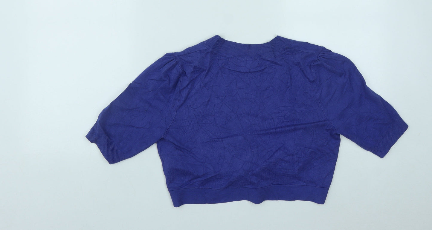 Marks and Spencer Womens Blue V-Neck  Viscose Shrug Jumper Size 14