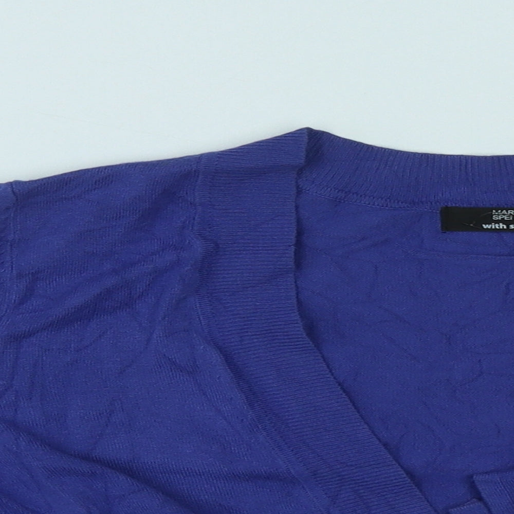 Marks and Spencer Womens Blue V-Neck  Viscose Shrug Jumper Size 14