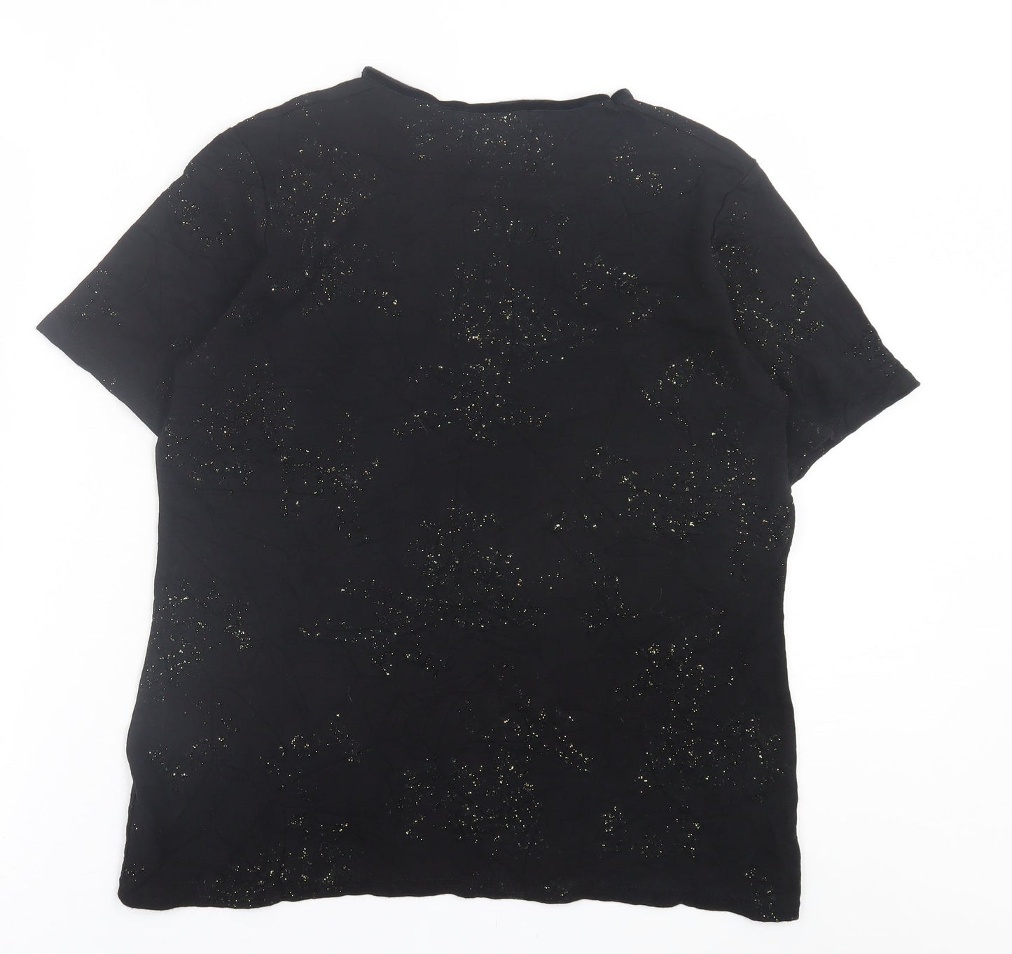 bonmarch Womens Black  Viscose Basic T-Shirt Size M Crew Neck