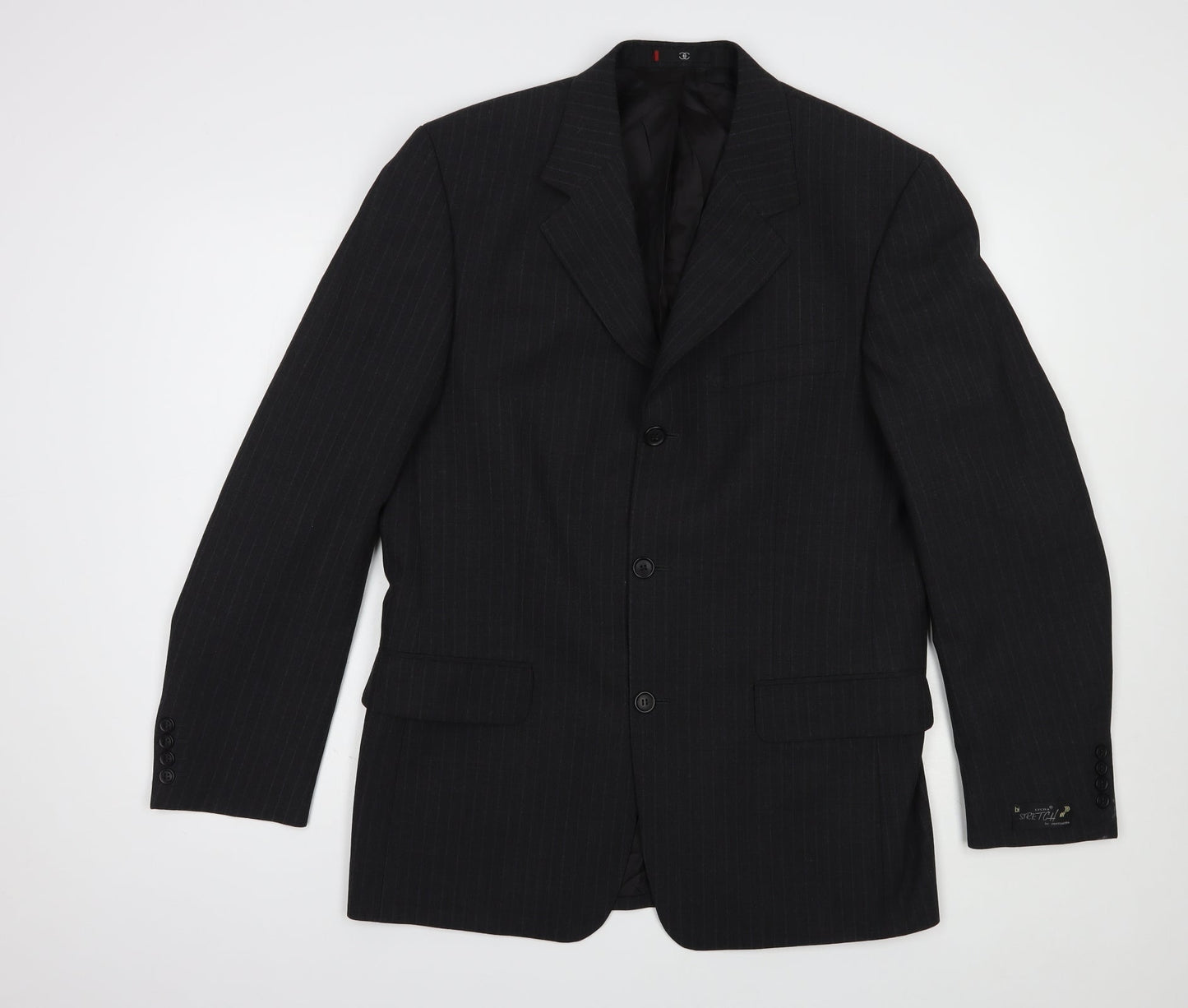 Ciro Citterio Mens Black Striped  Jacket Blazer Size 38  Button