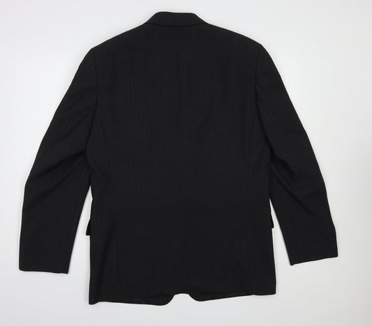 Ciro Citterio Mens Black Striped  Jacket Blazer Size 38  Button