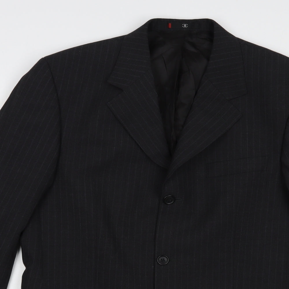 Ciro Citterio Mens Black Striped  Jacket Blazer Size 38  Button
