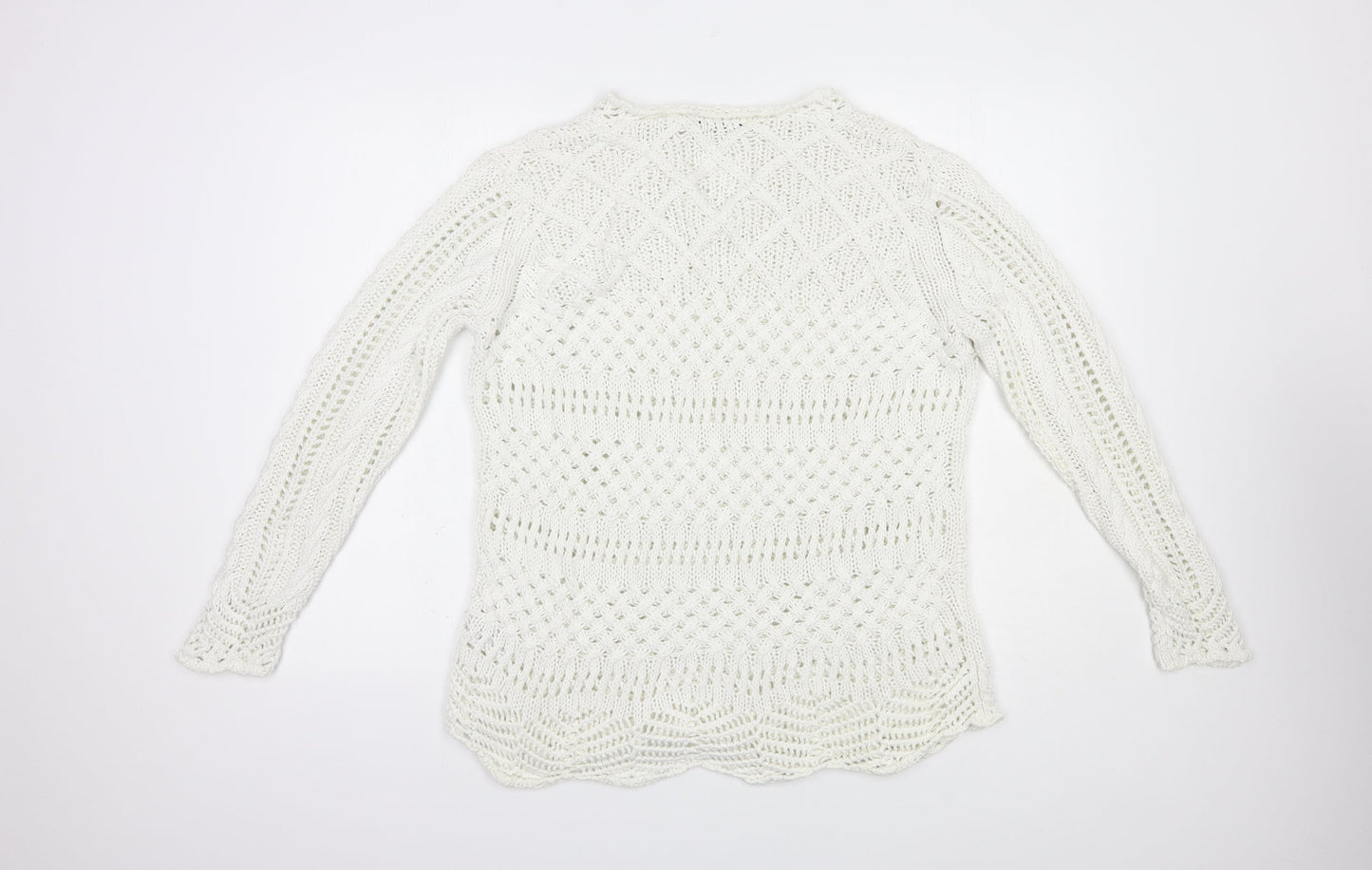 Amaryllis Womens White V-Neck  Cotton Pullover Jumper Size XL