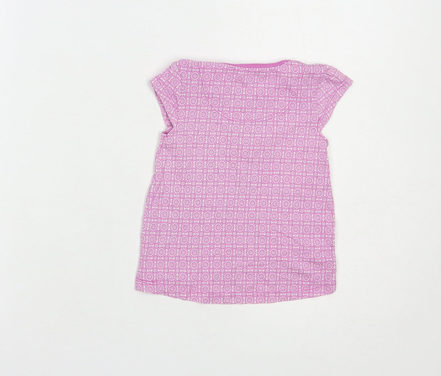 TU Baby Purple Geometric Cotton Basic T-Shirt Size 6-9 Months Crew Neck Pullover