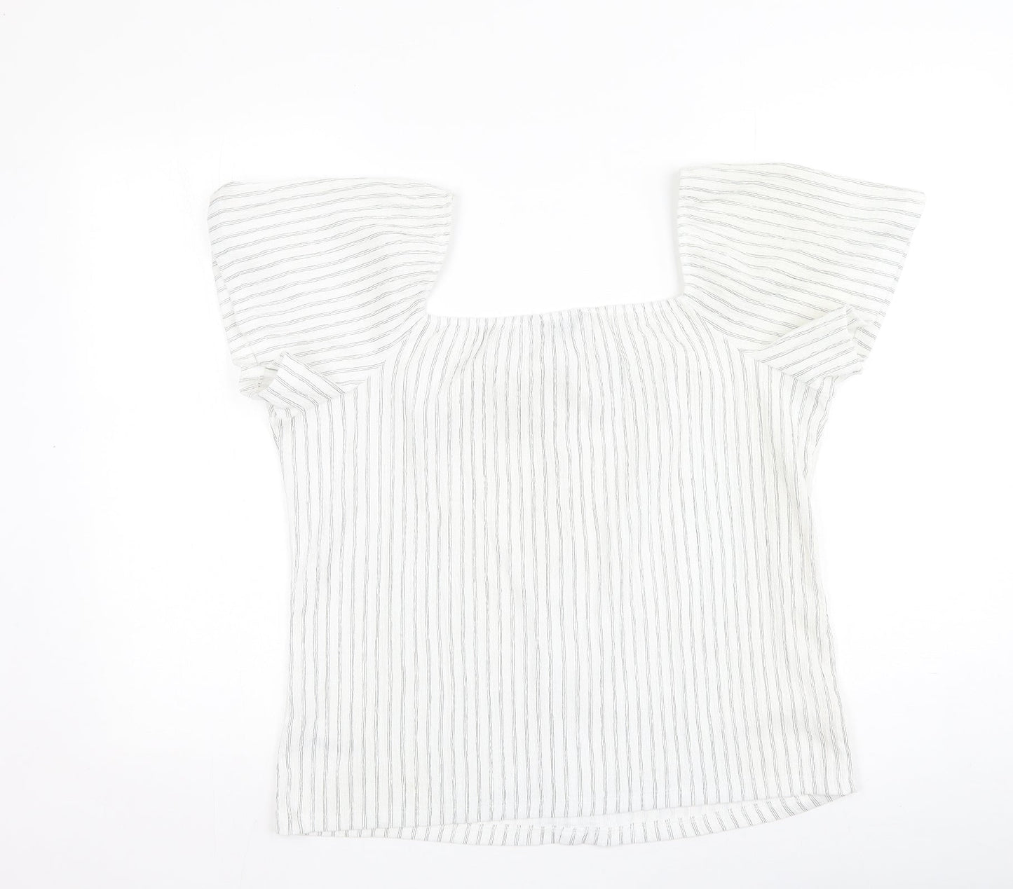 Dunnes Stores Womens Multicoloured Striped Polyester Basic Blouse Size L Off the Shoulder