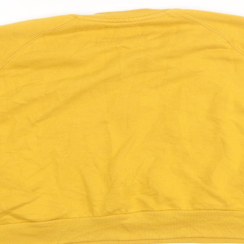 Pull&Bear Womens Yellow  Cotton Pullover Sweatshirt Size XS