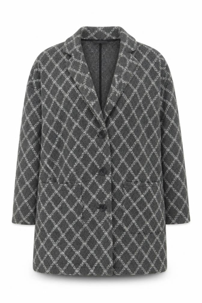 Next Womens Grey Plaid  Jacket Blazer Size L  Button