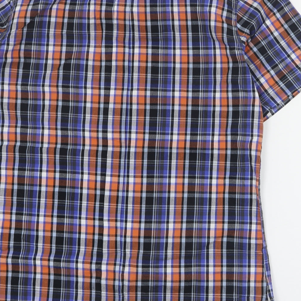 VV Mens Blue Plaid Cotton  Button-Up Size S Collared Button