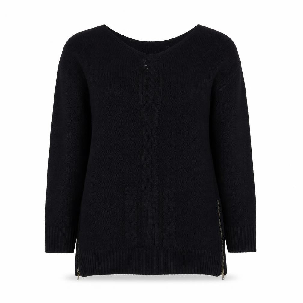 Zara Womens Black Round Neck  Acrylic Pullover Jumper Size L