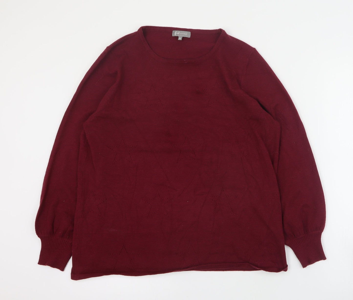 First Avenue Womens Red Round Neck  Viscose Pullover Jumper Size M
