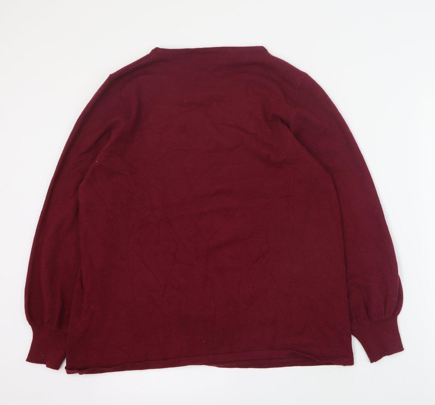 First Avenue Womens Red Round Neck  Viscose Pullover Jumper Size M