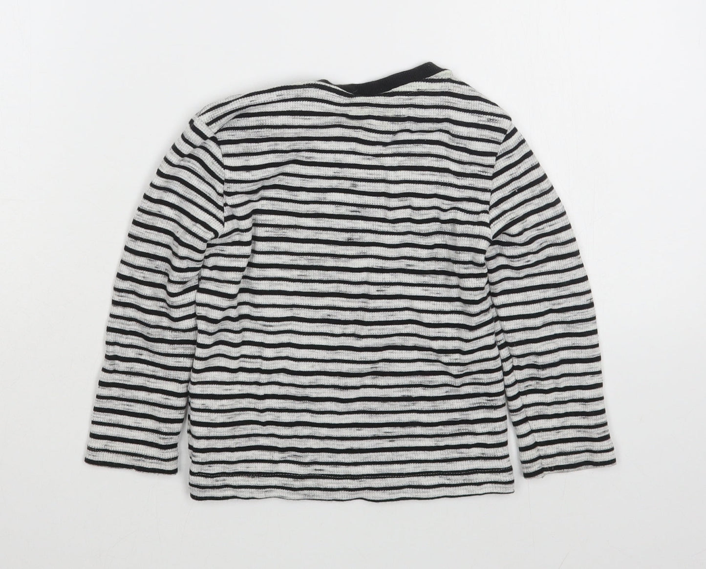 F&F Boys Blue Striped Cotton Basic T-Shirt Size 2-3 Years Round Neck Pullover