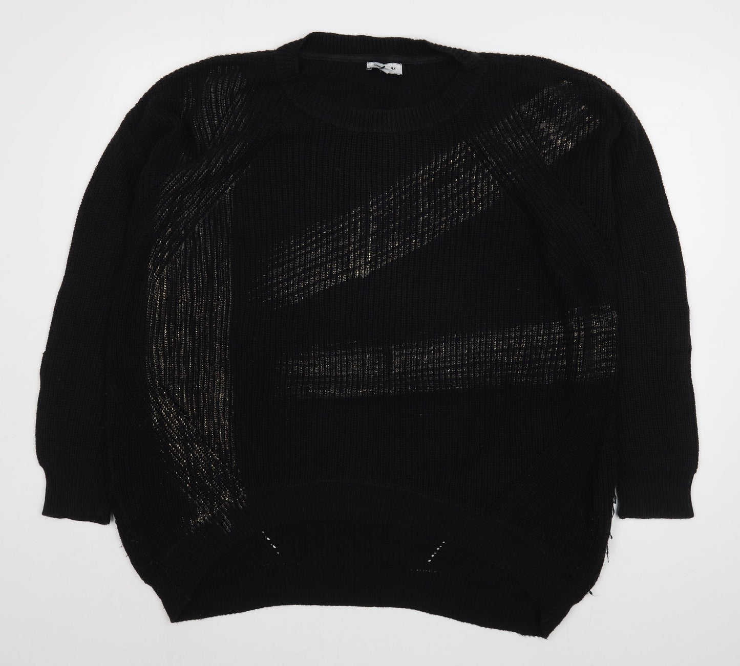 Vakkorama Womens Black Round Neck  Cotton Pullover Jumper Size M