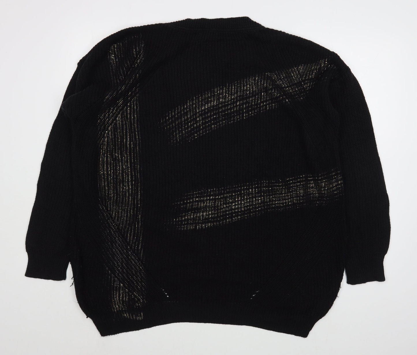 Vakkorama Womens Black Round Neck  Cotton Pullover Jumper Size M
