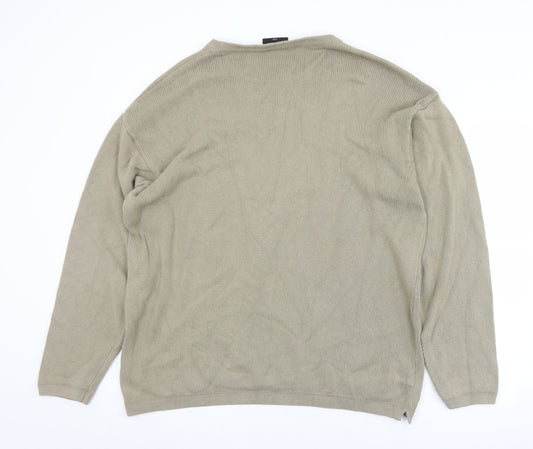 NEXT Mens Beige V-Neck  Cotton Pullover Jumper Size L