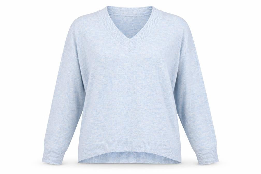 M&Co Womens Blue V-Neck  Acrylic Pullover Jumper Size M