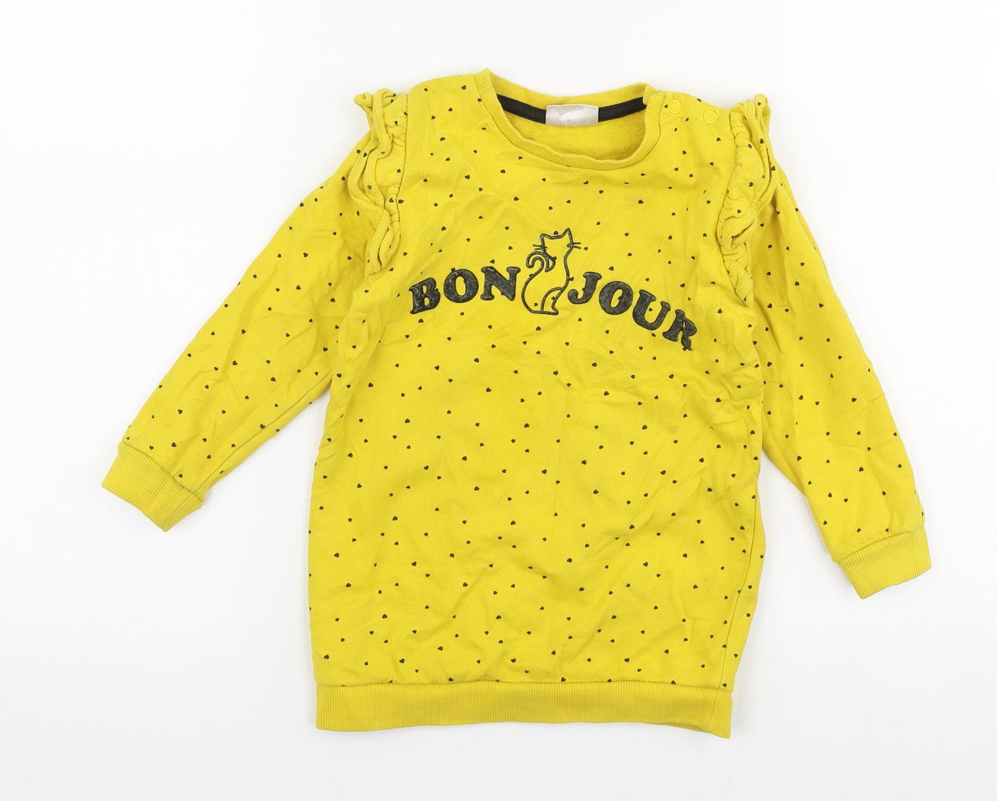 So Cute Girls Yellow Polka Dot Polyester Pullover Sweatshirt Size 2-3 Years  Snap - Bon Jour