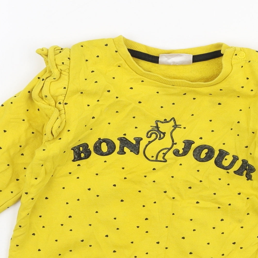 So Cute Girls Yellow Polka Dot Polyester Pullover Sweatshirt Size 2-3 Years  Snap - Bon Jour