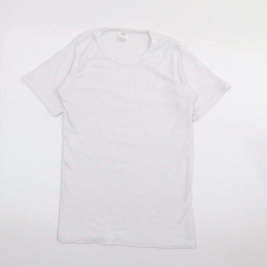 My Thermal Mens White  Polyester Basic T-Shirt Size S Crew Neck