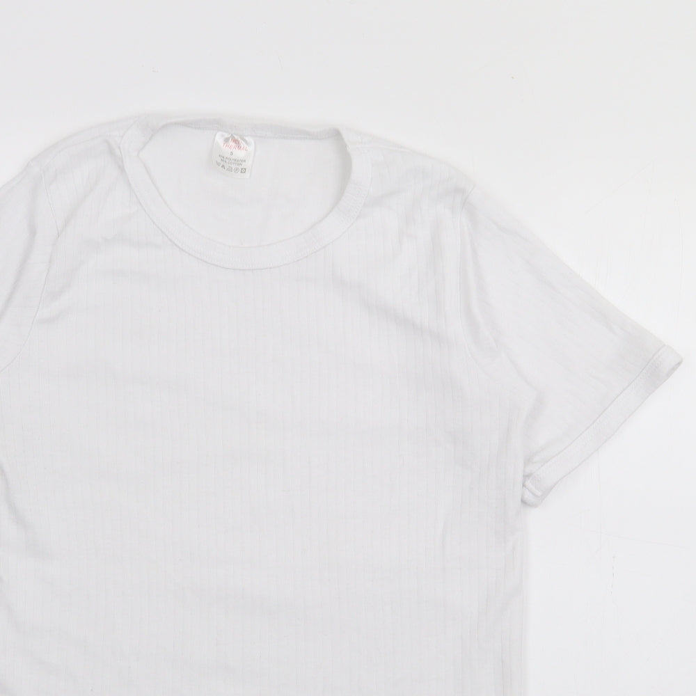 My Thermal Mens White  Polyester Basic T-Shirt Size S Crew Neck