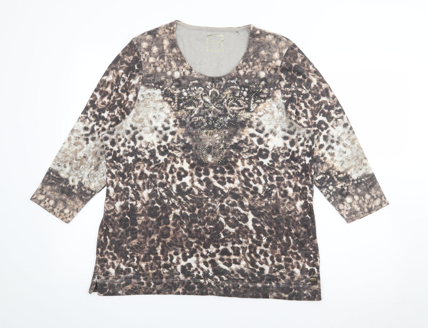 TIGI Womens Brown Scoop Neck  Polyester Pullover Jumper Size 18