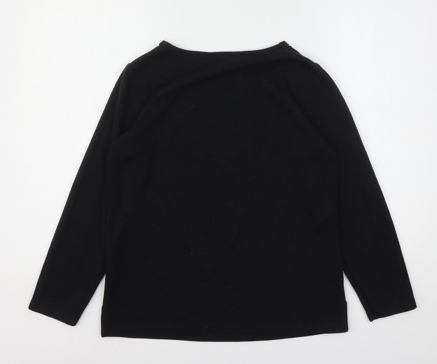 Bonmarché Womens Black  Polyester Basic T-Shirt Size S Round Neck