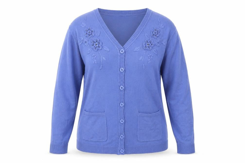 Reflect Womens Blue V-Neck  Acrylic Cardigan Jumper Size M