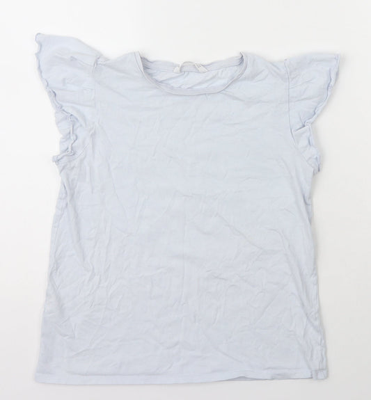 MNG Girls Blue  Cotton Basic T-Shirt Size 11-12 Years Crew Neck