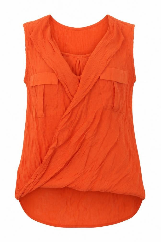 River Island Womens Orange  Viscose Basic T-Shirt Size 6 V-Neck