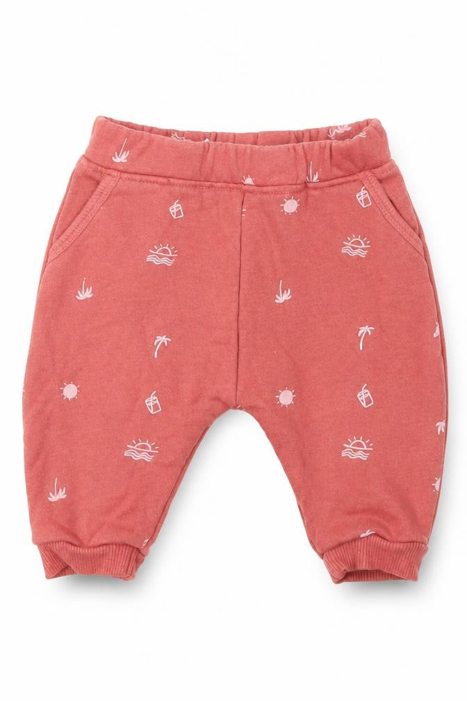 Leigh Tucker Girls Pink  Cotton Jogger Trousers Size 0-3 Months