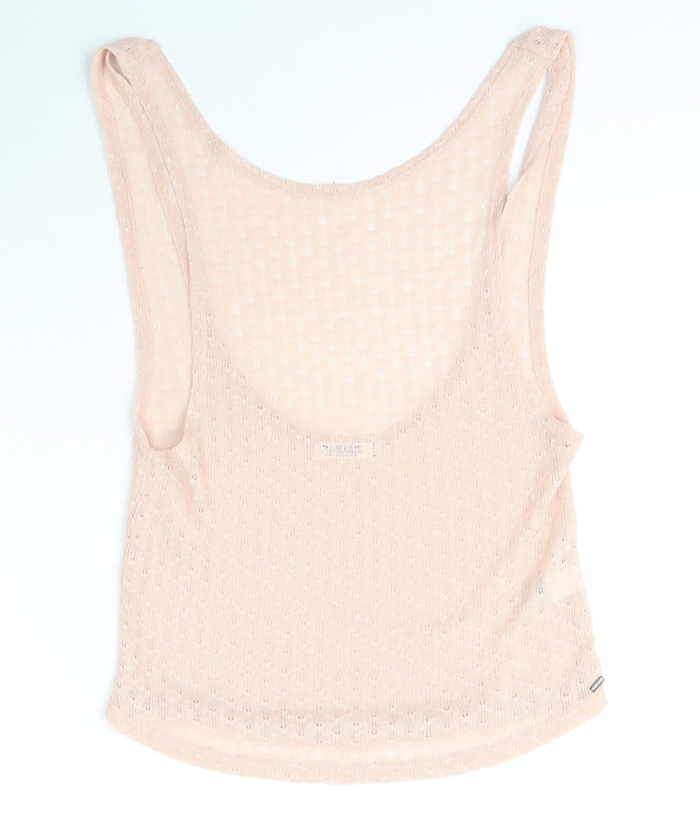 Garage Womens Pink  Polyester Basic T-Shirt Size XS Scoop Neck