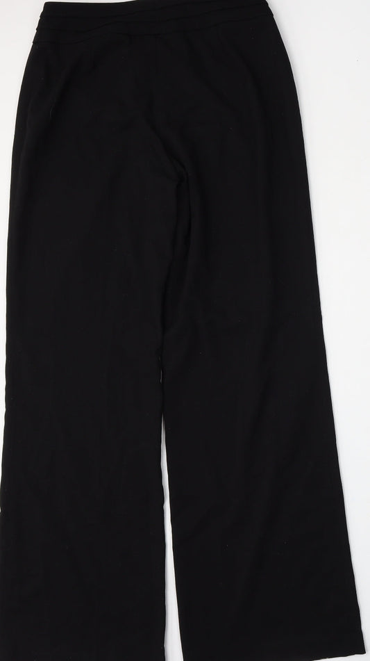 H&M Womens Black  Polyester Trousers  Size 8 L34 in Regular Hook & Eye