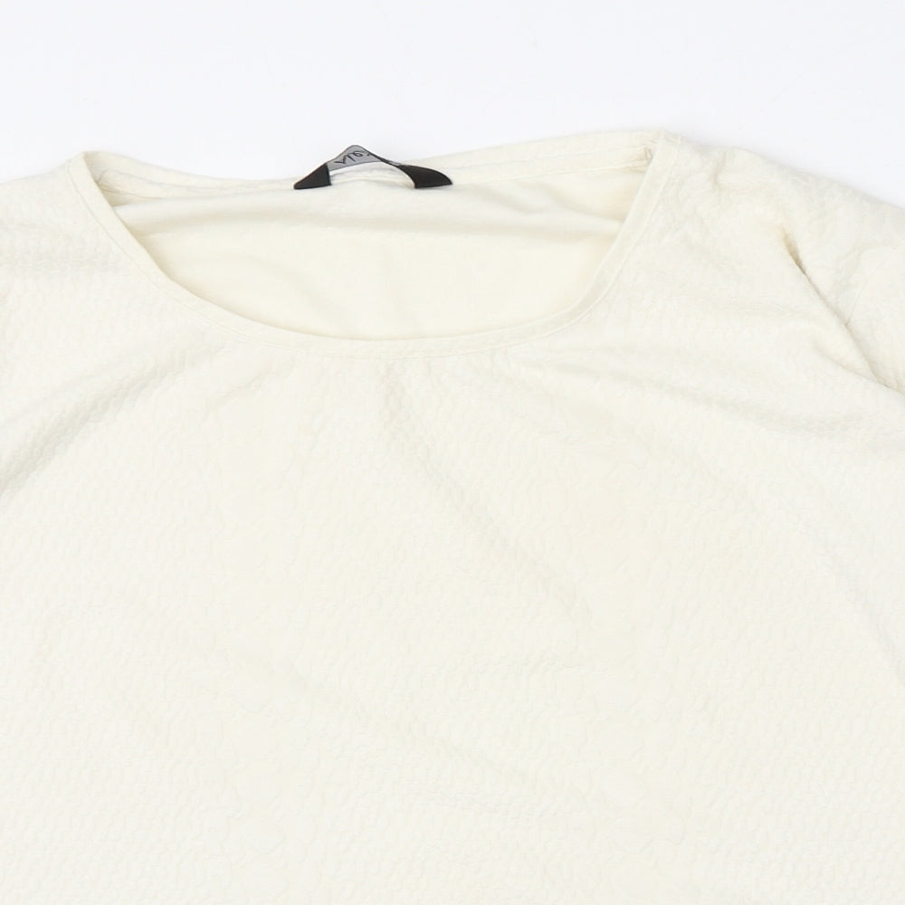 Alexara Womens Beige  Polyester Basic T-Shirt Size 16 Round Neck