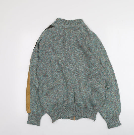 I Leopardi  Mens Blue Round Neck  Flax Full Zip Jumper Size S