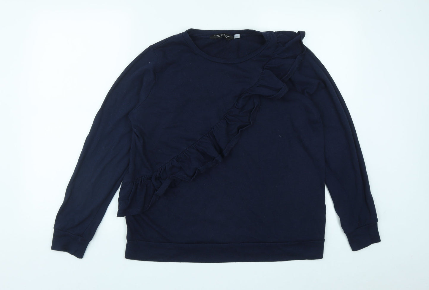 Dorothy Perkins Womens Blue Round Neck  Cotton Pullover Jumper Size 14