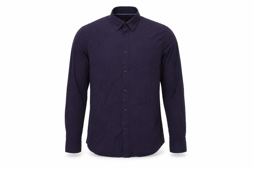 Marks and Spencer Mens Purple Plaid Cotton  Button-Up Size M Collared Button