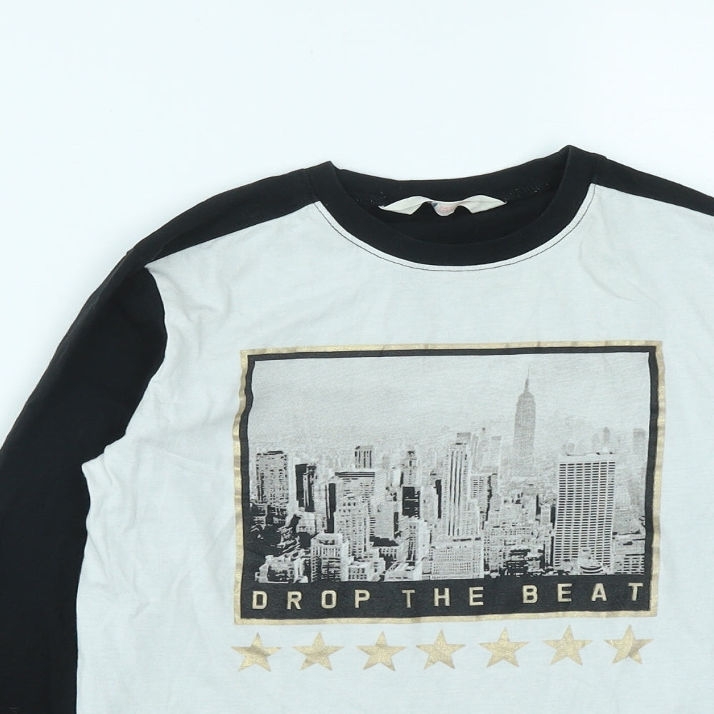 H&M Boys Black  Polyester Basic Casual Size 8 Years Round Neck  - Size 8-10