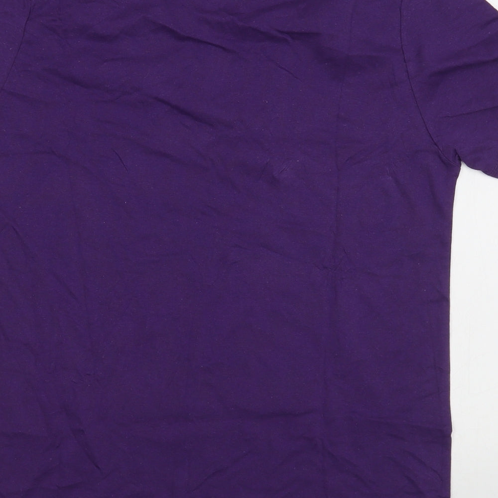 Barefoot Mens Purple  Cotton  T-Shirt Size S Round Neck
