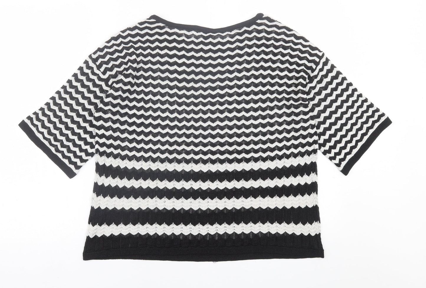 River Island Womens White Crew Neck Striped Polyester Pullover Jumper Size 10