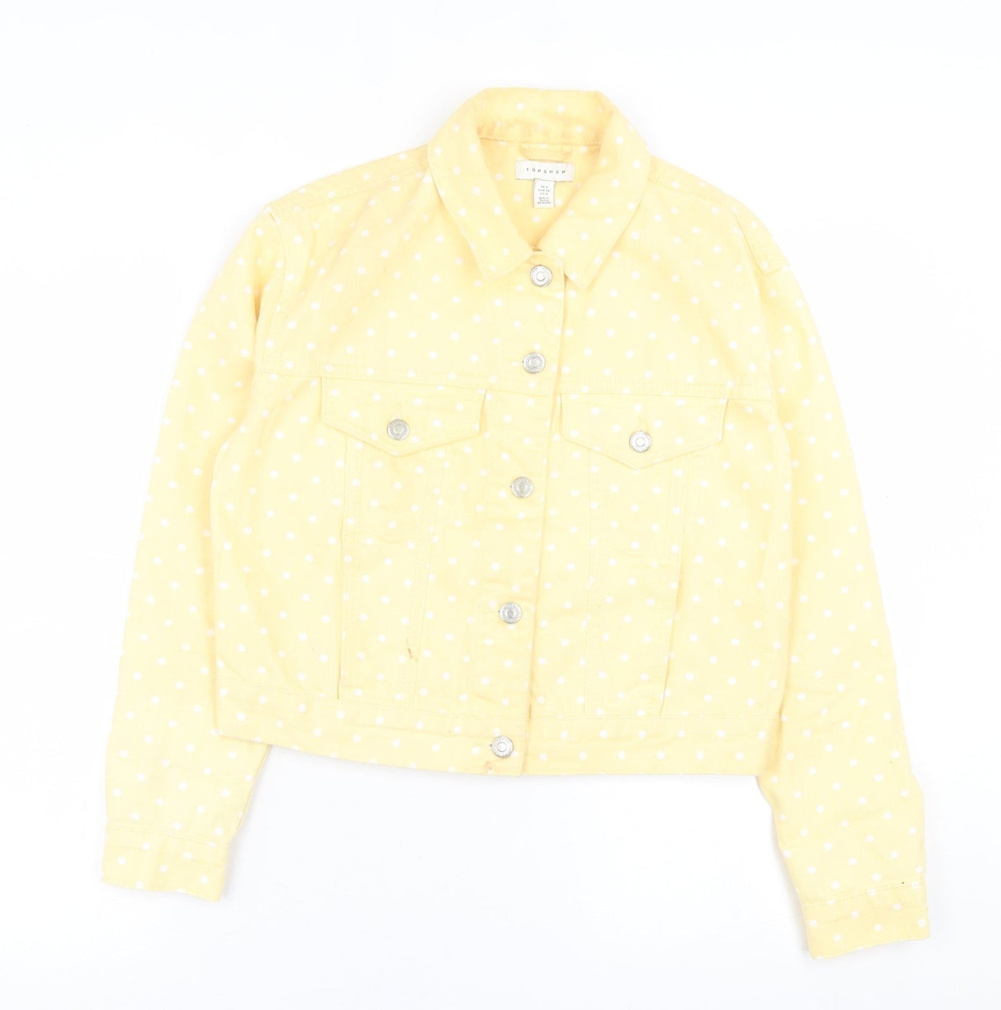 Topshop Womens Yellow Polka Dot  Jacket  Size 8  Button