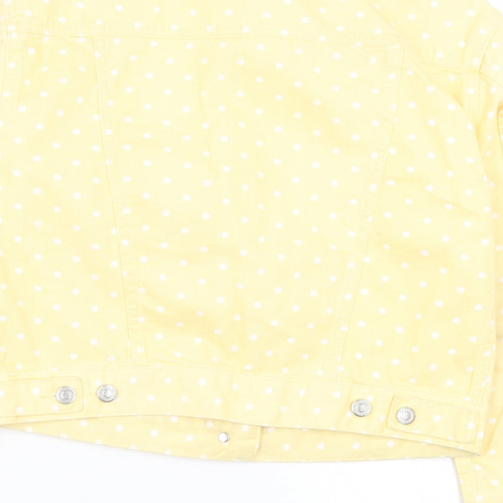 Topshop Womens Yellow Polka Dot  Jacket  Size 8  Button