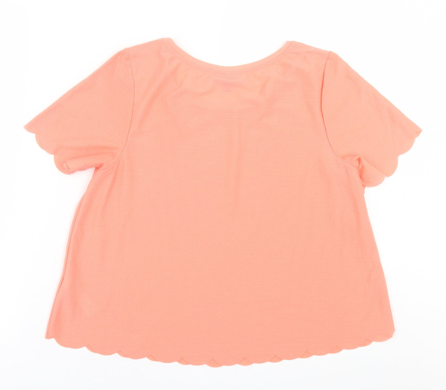 Topshop Womens Orange  Polyester Basic T-Shirt Size 10 Crew Neck