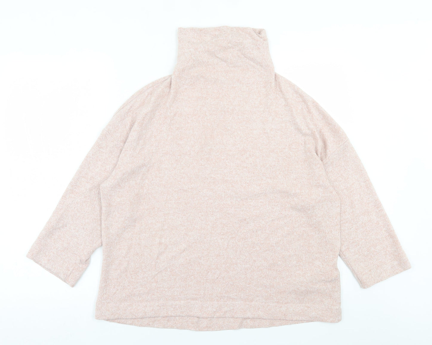 Stradivarius Womens Pink High Neck  Viscose Pullover Jumper Size L