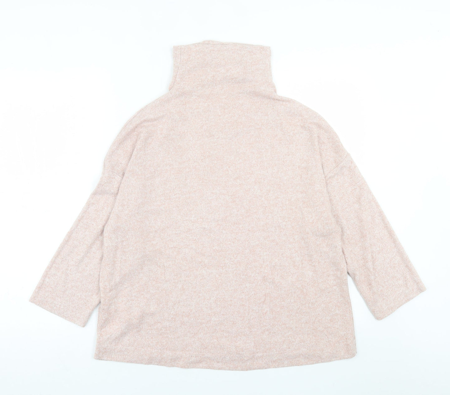 Stradivarius Womens Pink High Neck  Viscose Pullover Jumper Size L