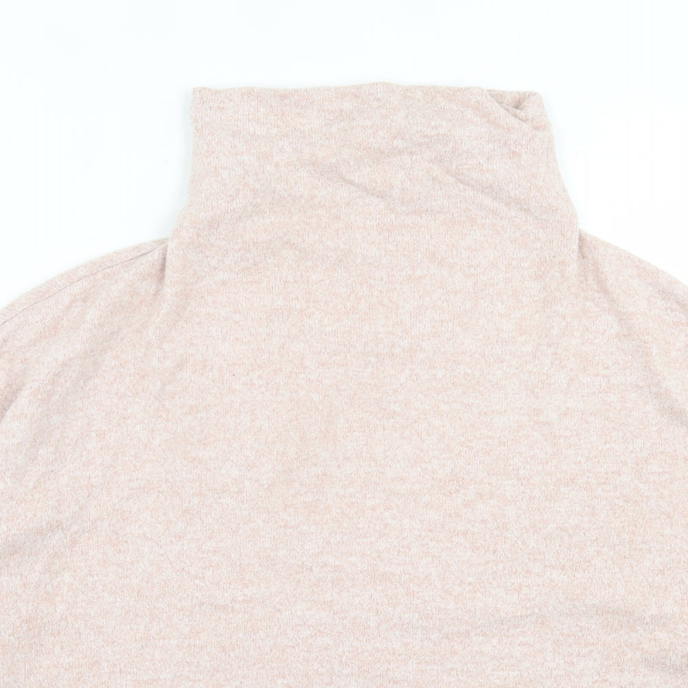 Stradivarius Womens Pink High Neck  Viscose Pullover Jumper Size L