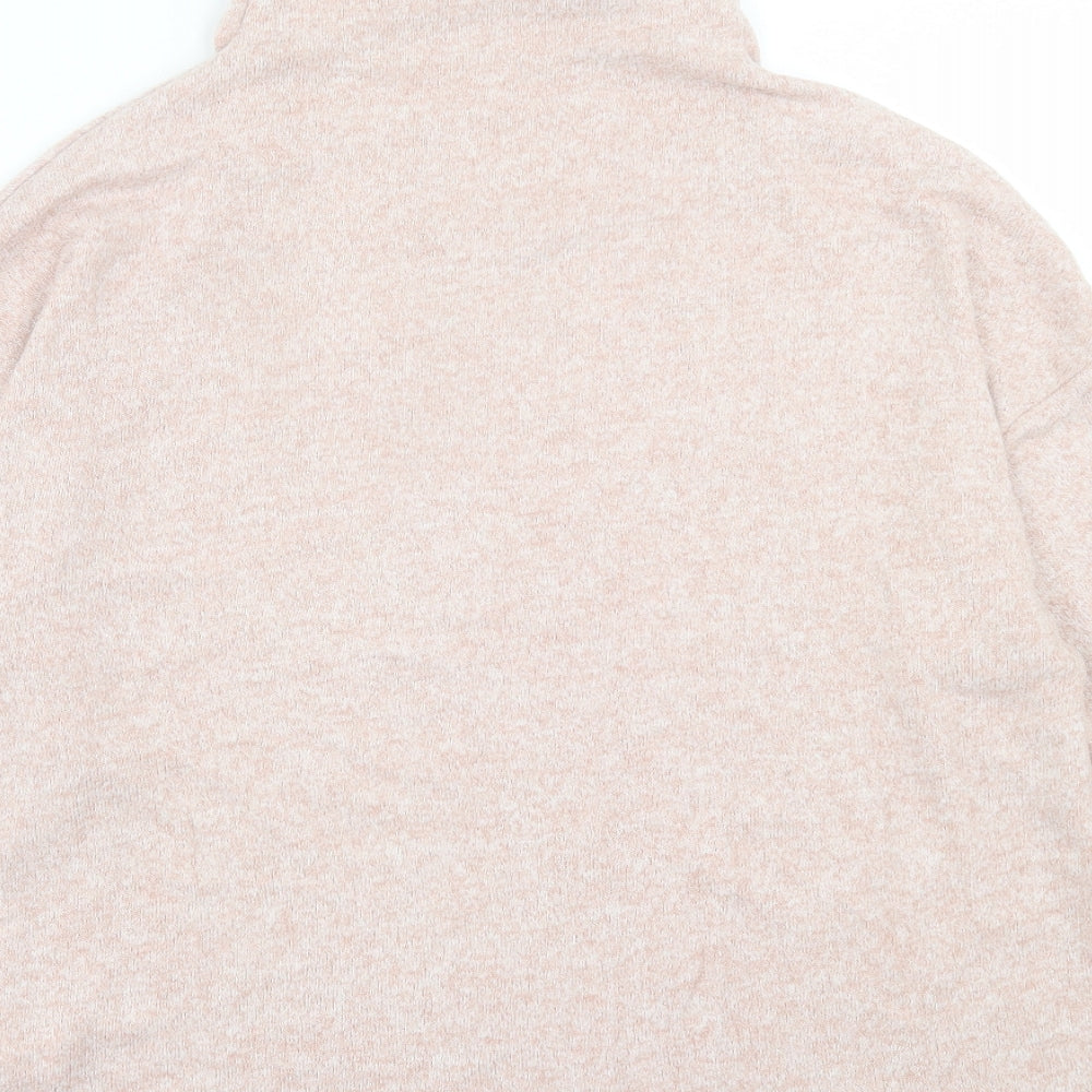 Stradivarius Womens Pink High Neck  Viscose Pullover Jumper Size L
