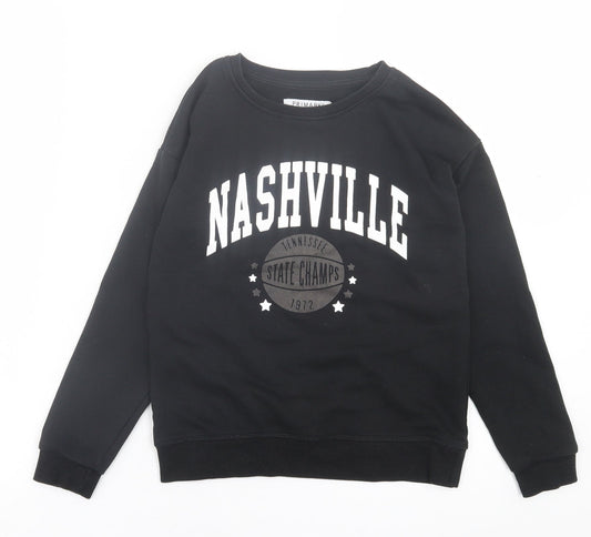 Primark Boys Black  Cotton Pullover Sweatshirt Size 9-10 Years  Pullover
