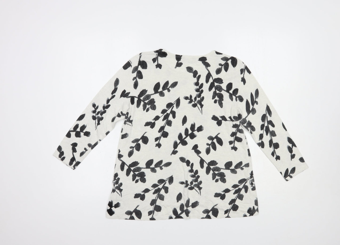 Marks and Spencer Womens White Crew Neck Floral Viscose Pullover Jumper Size 12