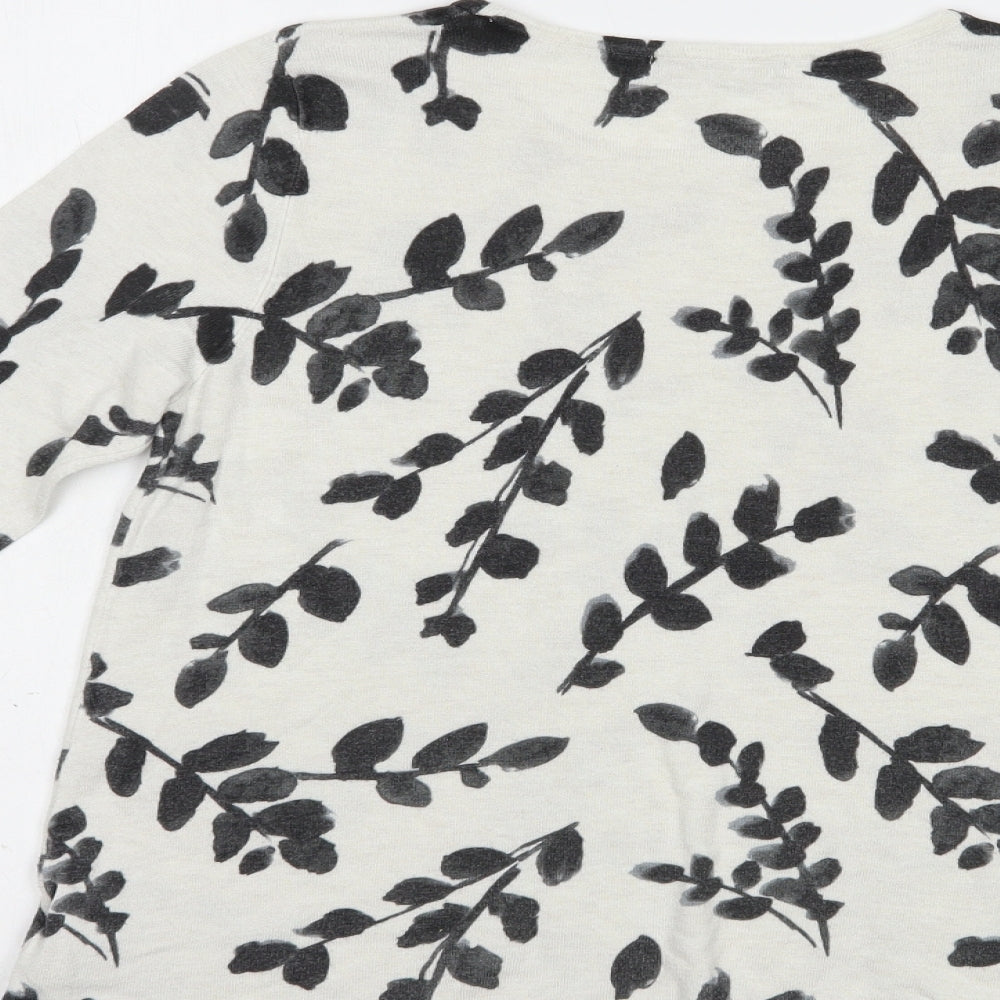 Marks and Spencer Womens White Crew Neck Floral Viscose Pullover Jumper Size 12
